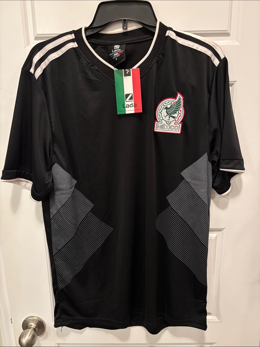 Lada Black Mexico Soccer Men's Jersey World Cup Support Large Shirt